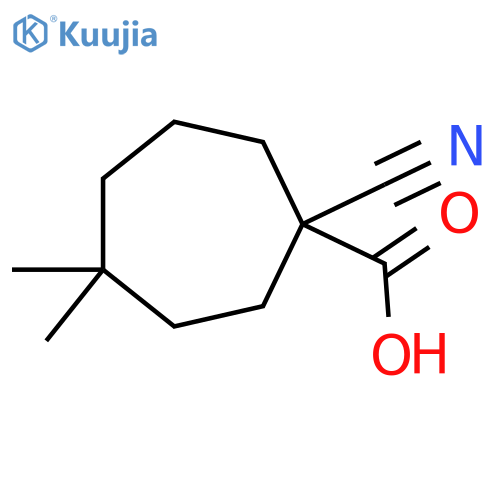1-cyano-4,4-dimethylcycloheptane-1-carboxylic acid structure