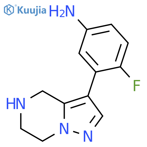 4-fluoro-3-{4H,5H,6H,7H-pyrazolo[1,5-a]pyrazin-3-yl}aniline structure