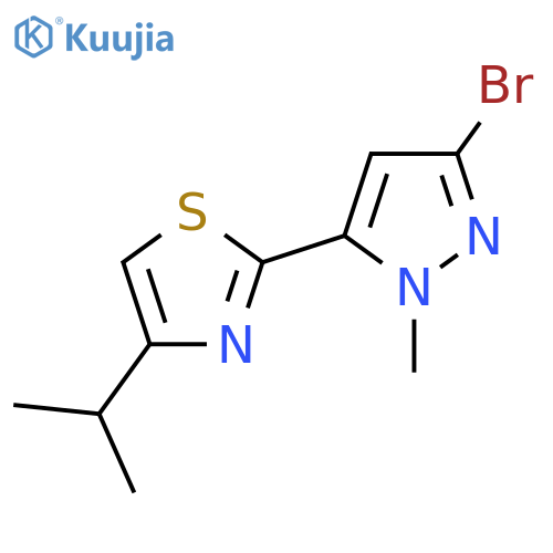 2-(3-bromo-1-methyl-1H-pyrazol-5-yl)-4-(propan-2-yl)-1,3-thiazole structure