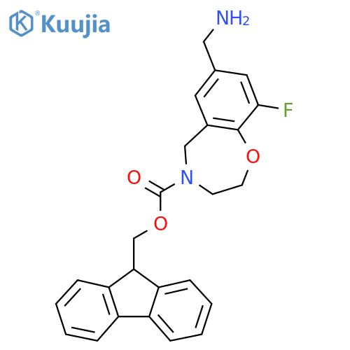 (9H-fluoren-9-yl)methyl 7-(aminomethyl)-9-fluoro-2,3,4,5-tetrahydro-1,4-benzoxazepine-4-carboxylate structure
