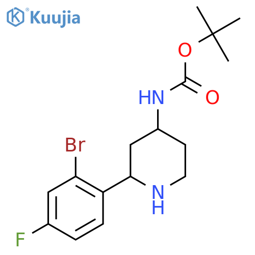 tert-butyl N-[2-(2-bromo-4-fluorophenyl)piperidin-4-yl]carbamate structure