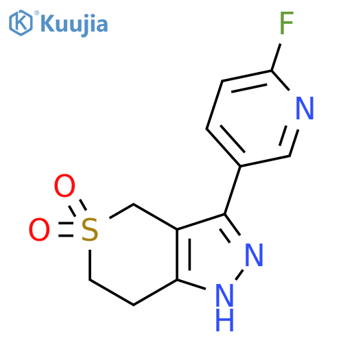 3-(6-fluoropyridin-3-yl)-2H,4H,6H,7H-5lambda6-thiopyrano[4,3-c]pyrazole-5,5-dione structure