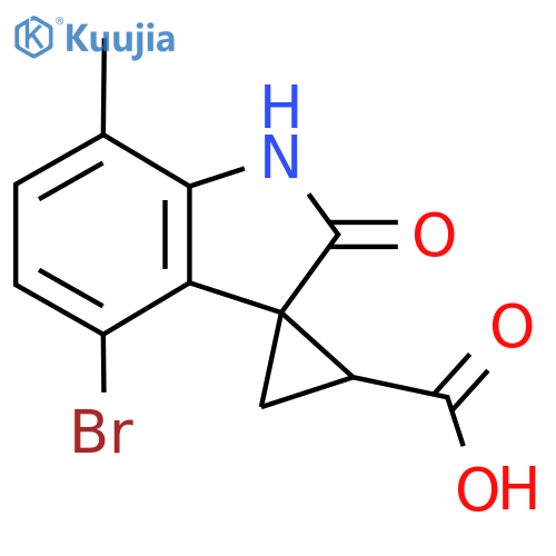 4'-bromo-7'-methyl-2'-oxo-1',2'-dihydrospirocyclopropane-1,3'-indole-2-carboxylic acid structure