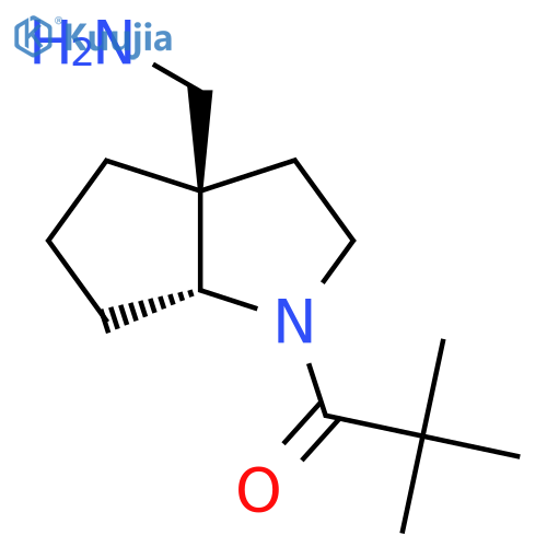 rac-1-[(3aR,6aR)-3a-(aminomethyl)-octahydrocyclopenta[b]pyrrol-1-yl]-2,2-dimethylpropan-1-one structure