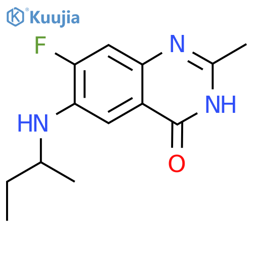 6-(butan-2-yl)amino-7-fluoro-2-methyl-3,4-dihydroquinazolin-4-one structure