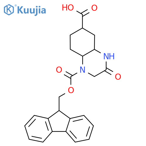 1-{[(9H-fluoren-9-yl)methoxy]carbonyl}-3-oxo-decahydroquinoxaline-6-carboxylic acid structure
