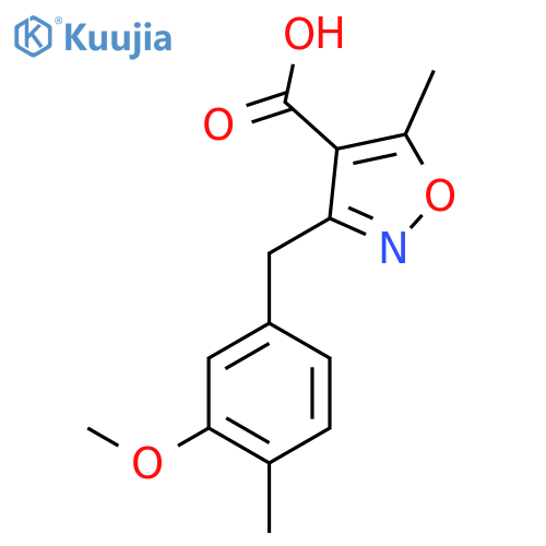3-[(3-Methoxy-4-methylphenyl)methyl]-5-methyl-1,2-oxazole-4-carboxylic acid structure