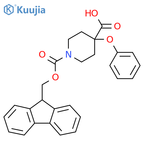 1-{[(9H-fluoren-9-yl)methoxy]carbonyl}-4-phenoxypiperidine-4-carboxylic acid structure