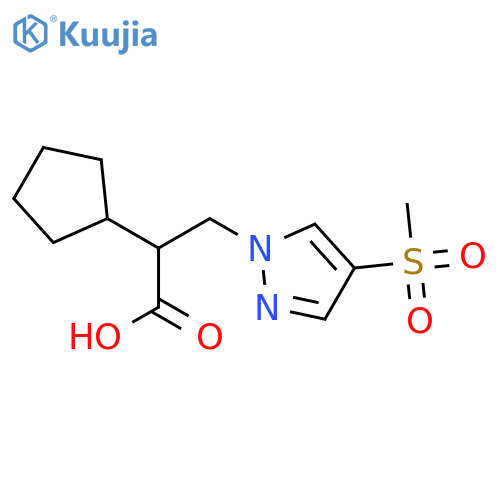 2-cyclopentyl-3-(4-methanesulfonyl-1H-pyrazol-1-yl)propanoic acid structure