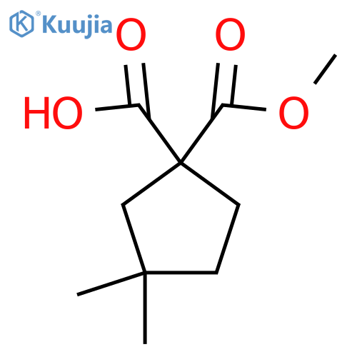 1-(methoxycarbonyl)-3,3-dimethylcyclopentane-1-carboxylic acid structure