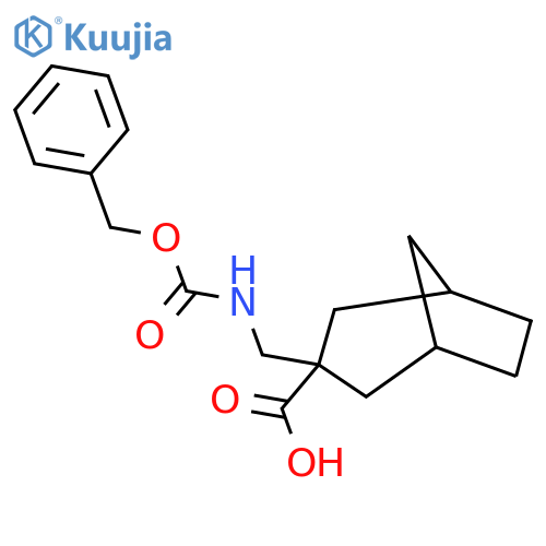 (1R,5S)-3-({(benzyloxy)carbonylamino}methyl)bicyclo3.2.1octane-3-carboxylic acid structure