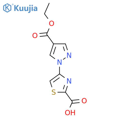 4-4-(ethoxycarbonyl)-1H-pyrazol-1-yl-1,3-thiazole-2-carboxylic acid structure
