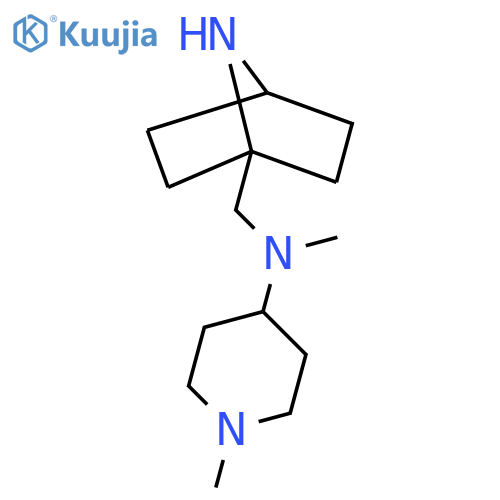 N-({7-azabicyclo[2.2.1]heptan-1-yl}methyl)-N,1-dimethylpiperidin-4-amine structure