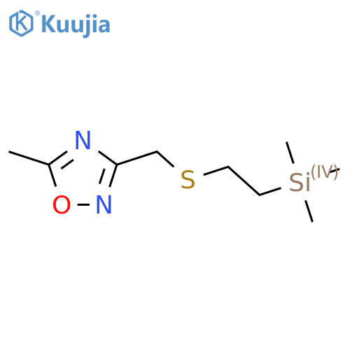 5-methyl-3-({2-(trimethylsilyl)ethylsulfanyl}methyl)-1,2,4-oxadiazole structure