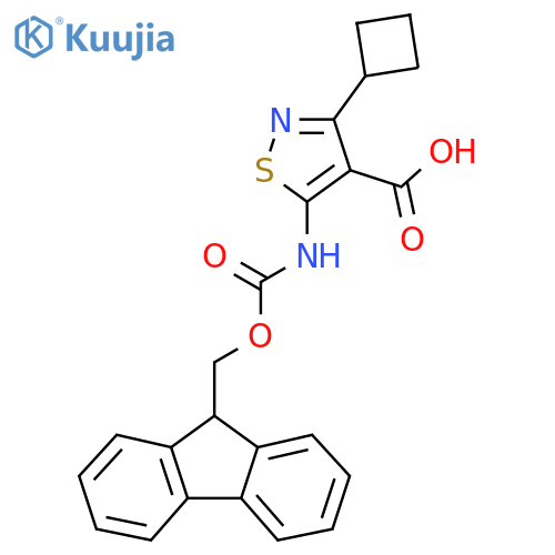 3-cyclobutyl-5-({[(9H-fluoren-9-yl)methoxy]carbonyl}amino)-1,2-thiazole-4-carboxylic acid structure