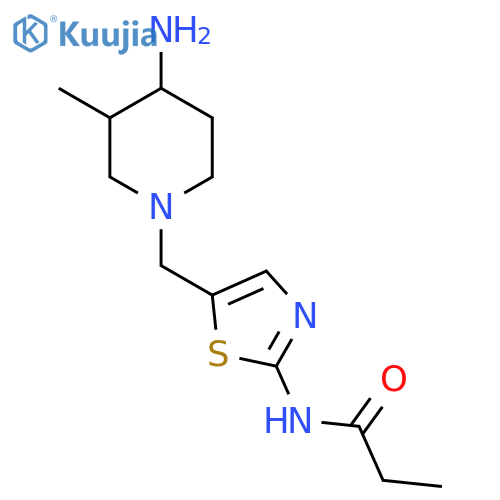 N-{5-[(4-amino-3-methylpiperidin-1-yl)methyl]-1,3-thiazol-2-yl}propanamide structure