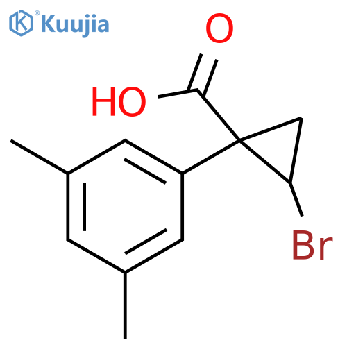 Cyclopropanecarboxylic acid, 2-bromo-1-(3,5-dimethylphenyl)- structure