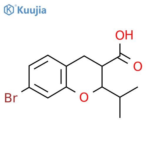 7-bromo-2-(propan-2-yl)-3,4-dihydro-2H-1-benzopyran-3-carboxylic acid structure