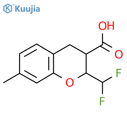 2-(difluoromethyl)-7-methyl-3,4-dihydro-2H-1-benzopyran-3-carboxylic acid structure