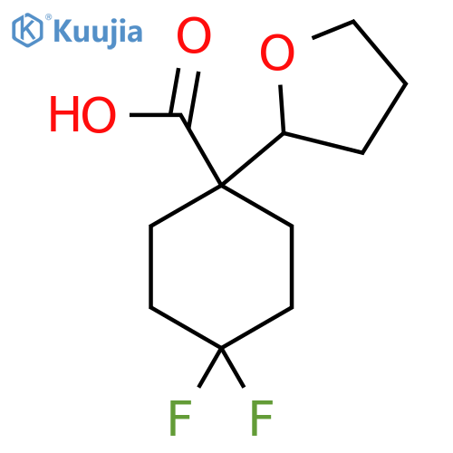 4,4-difluoro-1-(oxolan-2-yl)cyclohexane-1-carboxylic acid structure