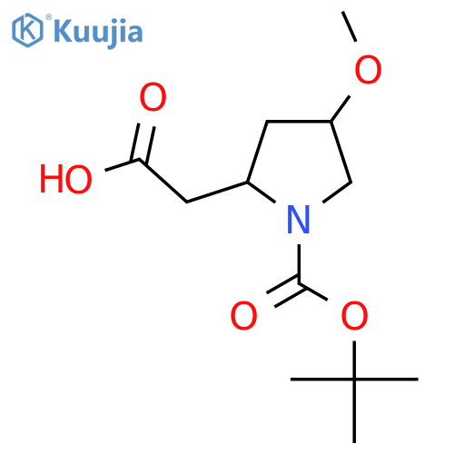 2-{1-[(Tert-butoxy)carbonyl]-4-methoxypyrrolidin-2-yl}acetic acid structure