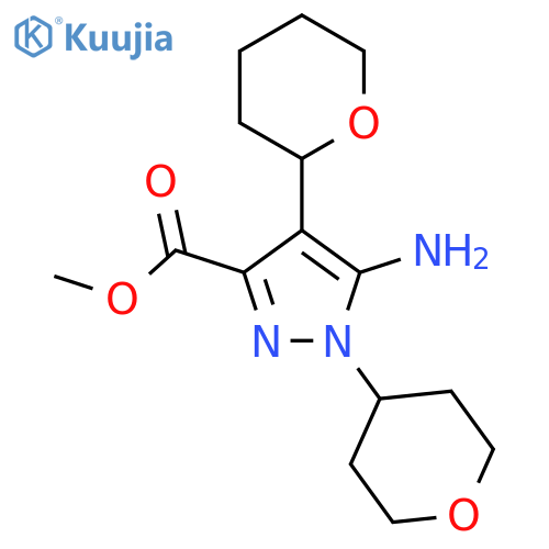 methyl 5-amino-4-(oxan-2-yl)-1-(oxan-4-yl)-1H-pyrazole-3-carboxylate structure