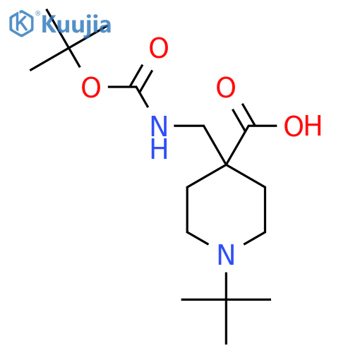 4-({(tert-butoxy)carbonylamino}methyl)-1-tert-butylpiperidine-4-carboxylic acid structure