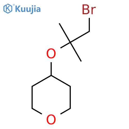 4-(1-bromo-2-methylpropan-2-yl)oxyoxane structure