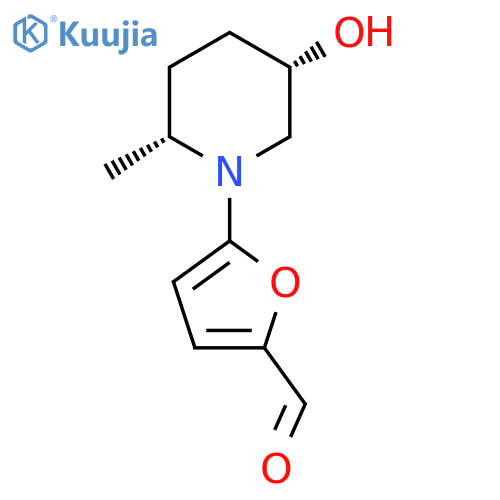 rac-5-[(2R,5S)-5-hydroxy-2-methylpiperidin-1-yl]furan-2-carbaldehyde structure