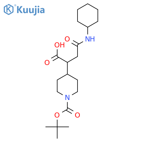 2-{1-[(Tert-butoxy)carbonyl]piperidin-4-yl}-3-(cyclohexylcarbamoyl)propanoic acid structure