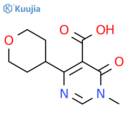 1-methyl-4-(oxan-4-yl)-6-oxo-1,6-dihydropyrimidine-5-carboxylic acid structure