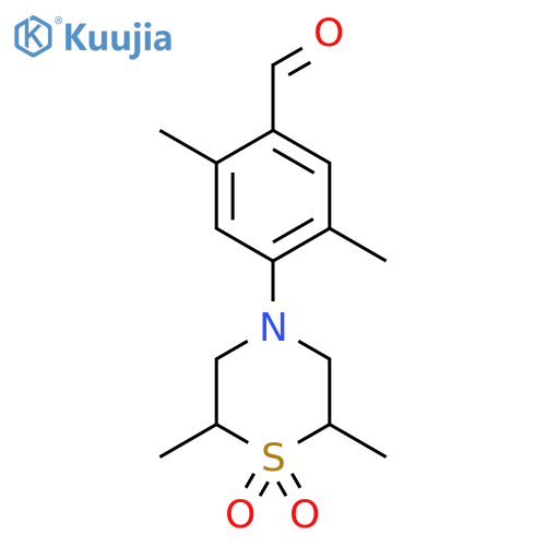 4-(2,6-Dimethyl-1,1-dioxo-1lambda6-thiomorpholin-4-yl)-2,5-dimethylbenzaldehyde structure
