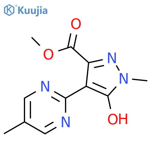 1H-Pyrazole-3-carboxylic acid, 5-hydroxy-1-methyl-4-(5-methyl-2-pyrimidinyl)-, methyl ester structure