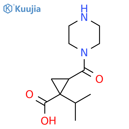 2-(Piperazine-1-carbonyl)-1-(propan-2-yl)cyclopropane-1-carboxylic acid structure