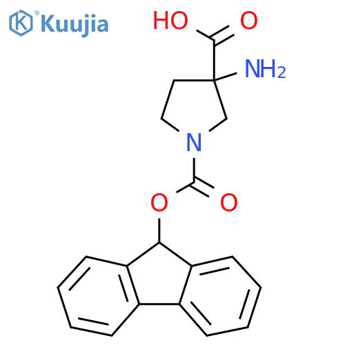 3-amino-1-[(9H-fluoren-9-yloxy)carbonyl]pyrrolidine-3-carboxylic acid structure