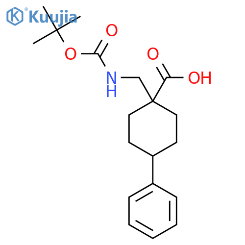 1-({(tert-butoxy)carbonylamino}methyl)-4-phenylcyclohexane-1-carboxylic acid structure