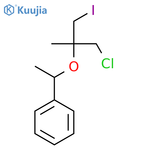 {1-(1-chloro-3-iodo-2-methylpropan-2-yl)oxyethyl}benzene structure