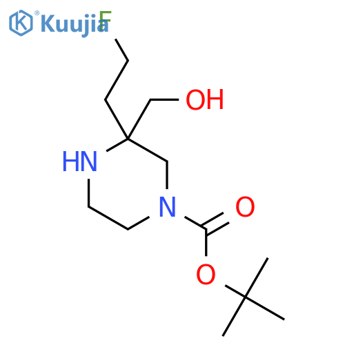 Tert-butyl 3-(2-fluoroethyl)-3-(hydroxymethyl)piperazine-1-carboxylate structure