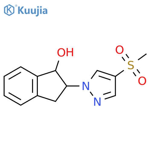 2-(4-methanesulfonyl-1H-pyrazol-1-yl)-2,3-dihydro-1H-inden-1-ol structure