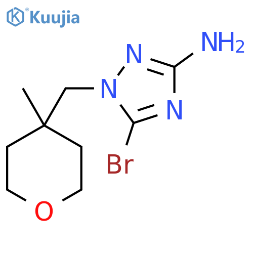 5-bromo-1-(4-methyloxan-4-yl)methyl-1H-1,2,4-triazol-3-amine structure