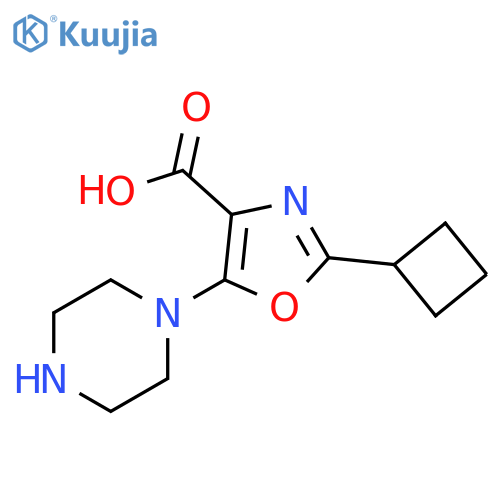 4-Oxazolecarboxylic acid, 2-cyclobutyl-5-(1-piperazinyl)- structure