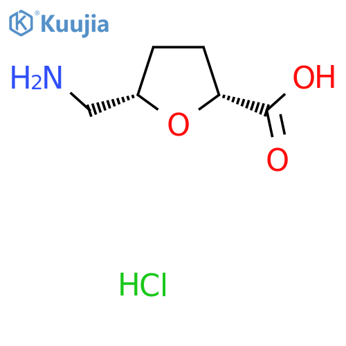 rac-(2R,5S)-5-(aminomethyl)oxolane-2-carboxylic acid hydrochloride structure