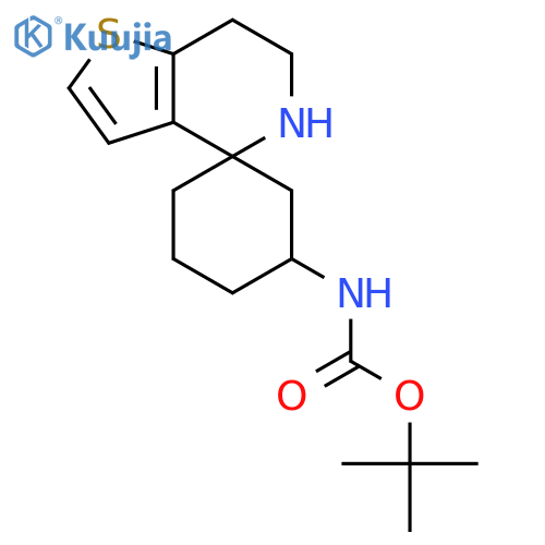 tert-butyl N-{6',7'-dihydro-5'H-spirocyclohexane-1,4'-thieno3,2-cpyridine-5-yl}carbamate structure