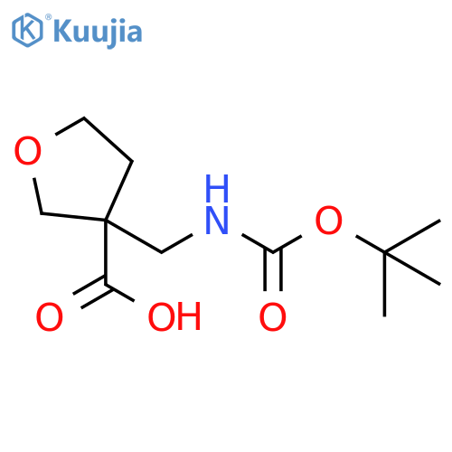 3-({(tert-butoxy)carbonylamino}methyl)oxolane-3-carboxylic acid structure