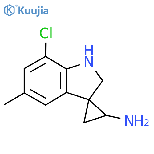 7'-chloro-5'-methyl-1',2'-dihydrospirocyclopropane-1,3'-indole-2-amine structure
