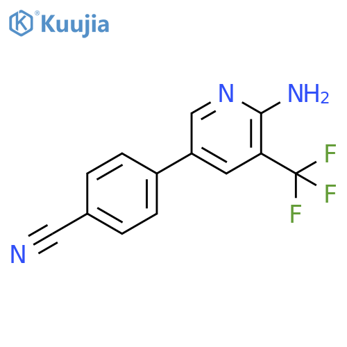 4-[6-Amino-5-(trifluoromethyl)pyridin-3-yl]benzonitrile structure