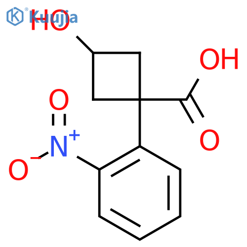 (1S,3s)-3-hydroxy-1-(2-nitrophenyl)cyclobutane-1-carboxylic acid structure