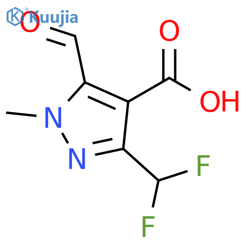 1H-Pyrazole-4-carboxylic acid, 3-(difluoromethyl)-5-formyl-1-methyl- structure