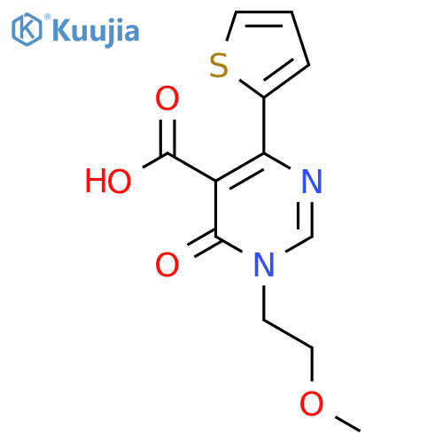 1-(2-methoxyethyl)-6-oxo-4-(thiophen-2-yl)-1,6-dihydropyrimidine-5-carboxylic acid structure