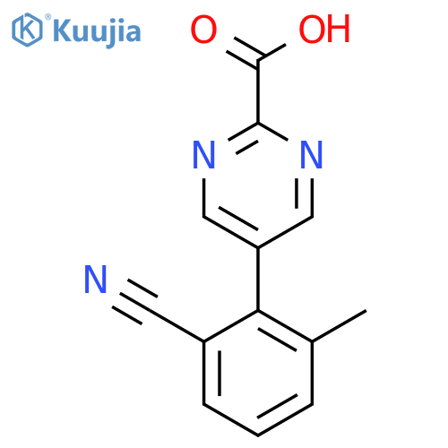 5-(2-Cyano-6-methylphenyl)pyrimidine-2-carboxylic acid structure